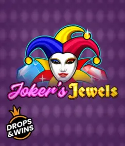 Enjoy the colorful charm of Joker's Jewels slot by Pragmatic Play, featuring a charming joker's mask embellished with a vivid jester hat. This graphic evokes the fun and excitement of traditional joker games, set against a lavender background. Ideal for those who love classic slot games, delivering a thrilling gaming experience. 