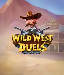  Dive into the daring world of "Wild West Duels" by Pragmatic Play, featuring a gritty gunslinger ready for a showdown. The image features a stern cowboy with crossed pistols, set against a dusty Western town. His focused expression and detailed attire capture the essence of the Old West. The game's title is clearly displayed in a rustic font, enhancing the action-packed theme. 