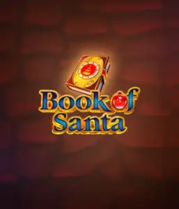 Experience the festive spirit with the Book of Santa game by Endorphina, showcasing an intricately designed golden book decorated with Santa's iconic seal. This image evokes the magic and mystery of Christmas, set against a softly glowing red background. Ideal for players looking to get into the holiday spirit, promising a charming gaming experience. 