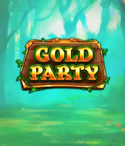 Enter the magical forest of the Gold Party game by Pragmatic Play, showcasing a rustically styled wooden sign engraved with golden letters. The background features a misty green forest that adds a sense of mystery to the slot's theme. Great for fans of nature-themed slots, offering a whimsical escape. 